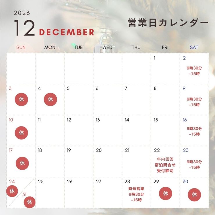 ホワイト  赤 緑 クリスマス 12月のスケジュール 営業日カレンダー インスタグラム投稿.jpg